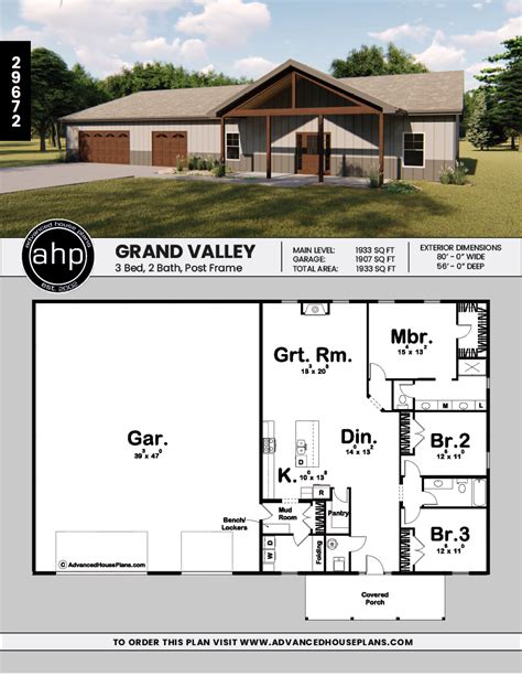 Post Frame Home Barndominium Plan Grand Valley Barn Homes Floor