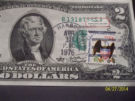 1976 Two Dollar Bill Unc Stamped First Day Issue April 13 Sag Harbor Ny
