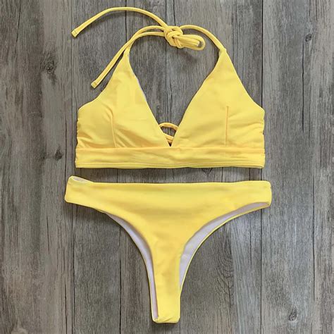 Brazilian Thong Bikini 2021 Women Sexy Swimsuit Solid Bathing Suit Push Up Swimwear Female Mayo