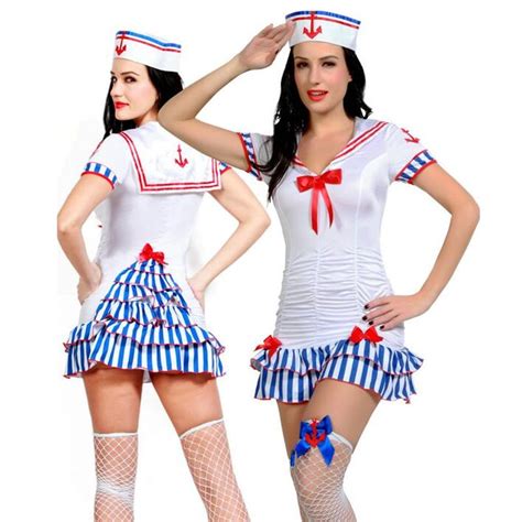 Women Sexy Cute Sailor Costume Nautical Marine Navy Costumes Adult Halloween Party Fancy Dress