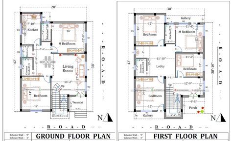 30x40 2 Story Modern House Plan 1200 Square Feet 2 Floor House Plan
