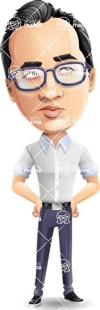 Cartoon Chinese Man Vector Character 112 Illustrations Rolling Eyes