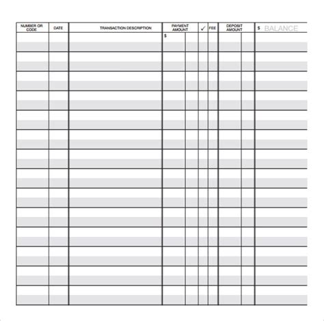 Free Printable Checkbook Register Pages Honwhite