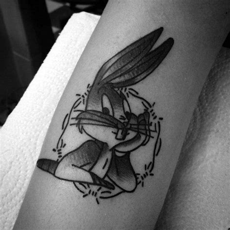 Male Tattoo With Looney Tunes Design Small Bugs Bunny Forearm Tattoos