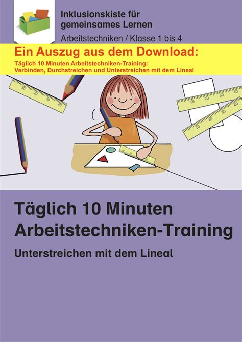 Kurze für die federtasche (15 bis 17 cm) oder lange. Täglich 10 Minuten Arbeitstechniken-Training ...