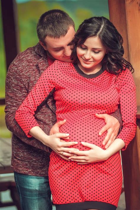man with his pregnant wife on open air stock image image of happy park 40889413