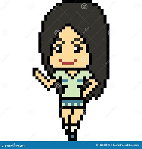 Vector Pixel Art Woman Pose Stock Vector Illustration Of Square Background