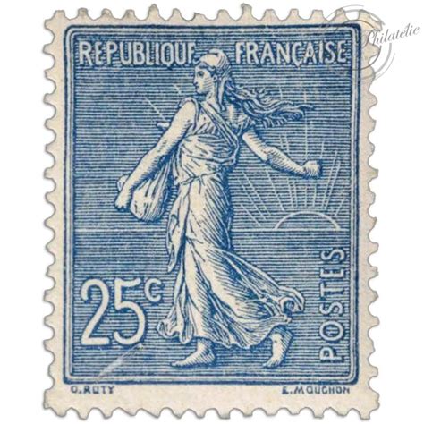 France N°132 Type Semeuse LignÉe 25c Bleu Timbre Neuf1903 France