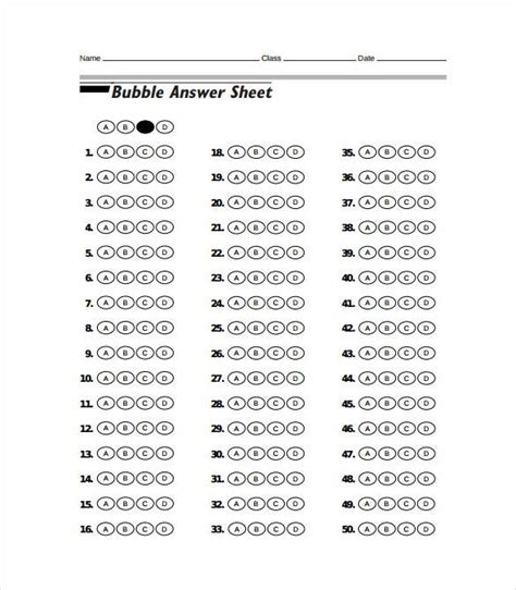 29 Printable Answer Sheet Templates Samples And Examples Exam Answer