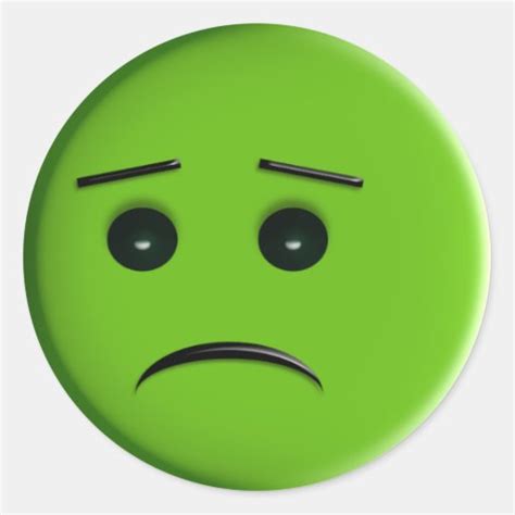 Sad Green Smiley Face Classic Round Sticker Zazzle