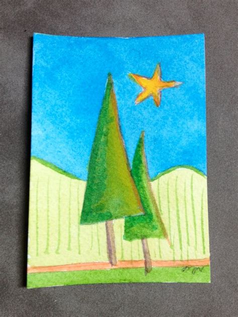 Items Similar To Original Watercolor Aceo Of Two Trees On Etsy