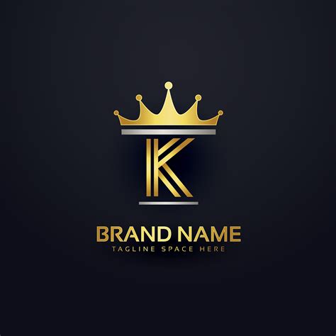 letter K premium logo with golden crown - Download Free Vector Art