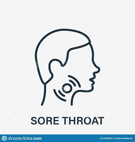 Sore Throat Line Icon Painful Sore Throat Linear Icon Male Head In