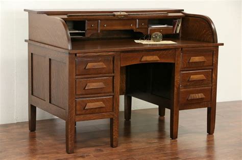 Arts And Crafts Mission Oak 1910 Antique Roll Top Desk From Wis Lodge Ebay