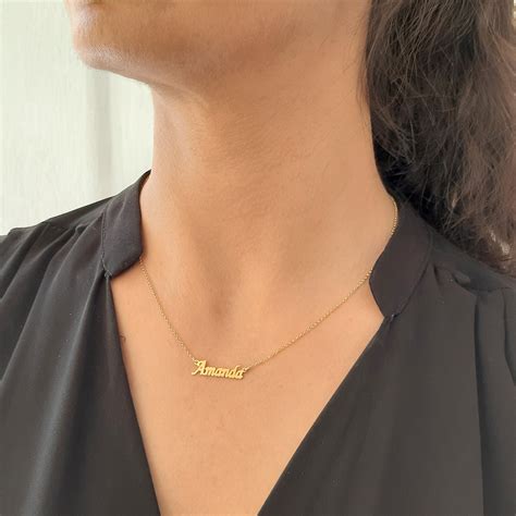 14k Solid Gold Name Necklace White Gold Name Necklace Etsy