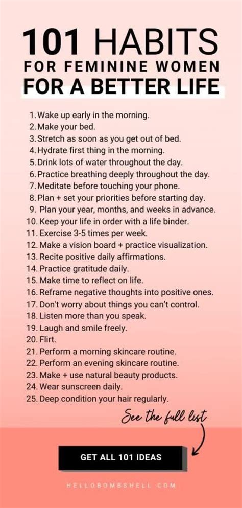 101 Amazingly Good Habits For Women To Start To Improve Your Life