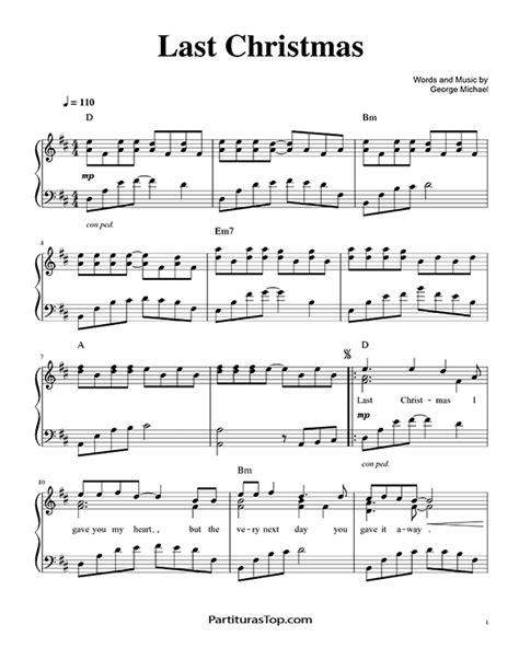 Last Christmas Partitura Piano Y Voz ♪ Partituras Top