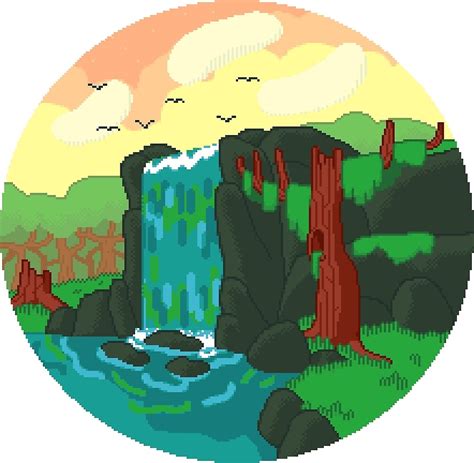 Pixel Waterfall By Jackapedia Redbubble