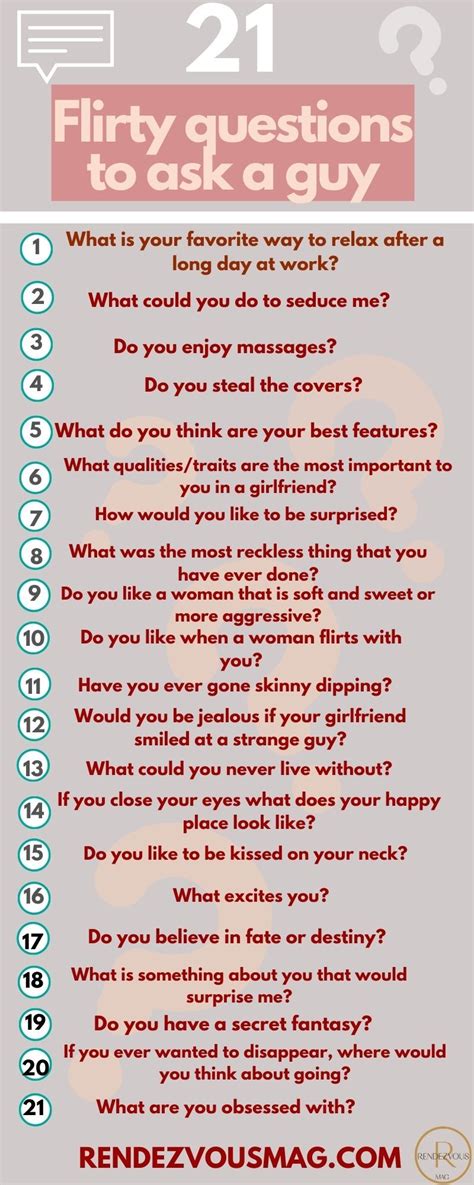 21 Flirty Questions To Ask Infographic Flirty Questions Flirty Texts