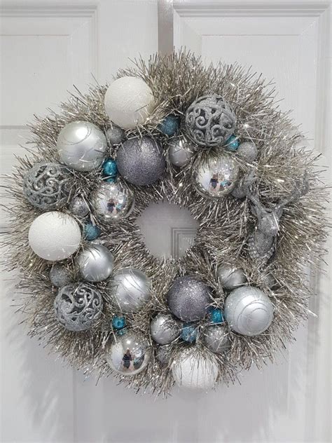 Christmas Wreath Tinsel Wreath Silver And Blue Wreath