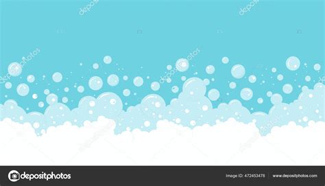 Soap Bubbles Foam Vector Background Transparent Suds Border Abstract