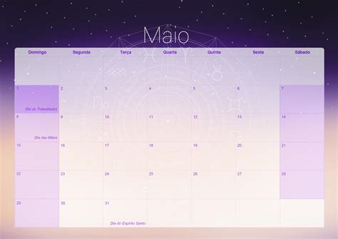 Calendario Mensal Signos Maio Fazendo A Nossa Festa
