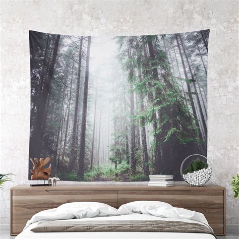 Enchanted Forest Wall Tapestry Nature Tapestry Fog Forest Home Decor