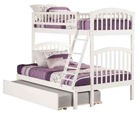Richland Bunk Bed Twin over Full with Full Size Urban Trundle Bed in White - Walmart.com ...