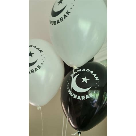 Ramadan Mubarak Balloons Black And White Pack Of 10 Suhayla