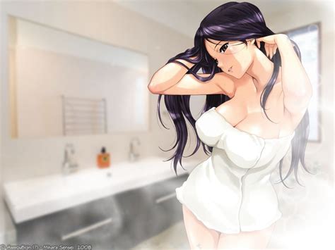 Wallpaper Anime Girls Glasses Black Hair Cleavage Person Towel Clothing Vision Care