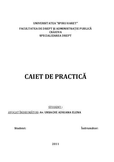 Caiet Practică Cabinet De Avocatură Proiect Doc