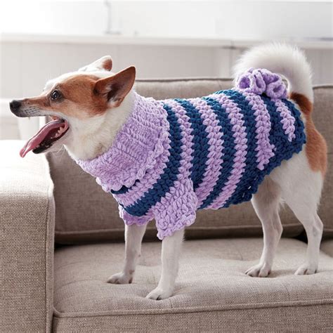 Free Bernat Posh Pooch Crochet Dog Coat Pattern Yarnspirations Dog