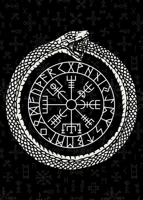 Viking Ouroboros Vegvisir Poster Picture Metal Print Paint By
