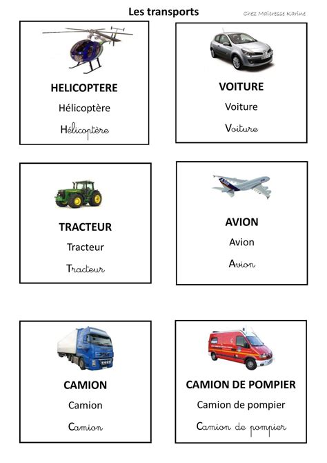 Chez Maicresse Karine Cartes De Nomenclature Les Transports