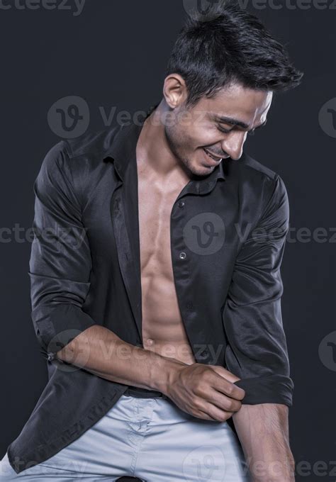 Handsome Arab Male Model With Perfect Body Posing In Studio Portrait