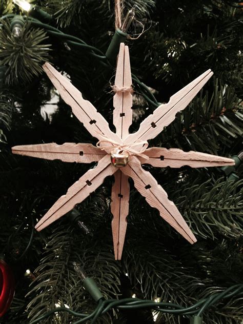Clothespin Snowflake Clothespin Crafts Christmas Wooden Clothespin