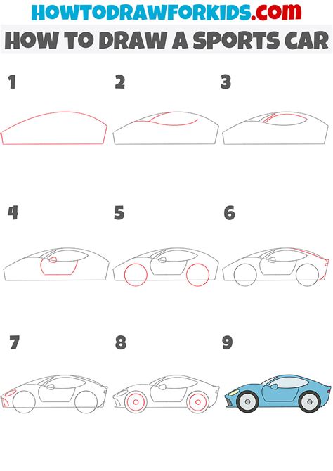 How To Draw A Sports Car Easy Drawing Tutorial For Kids