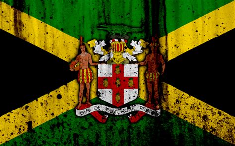 Download Wallpapers Jamaican Flag 4k Grunge Flag Of Jamaica North America Jamaica National