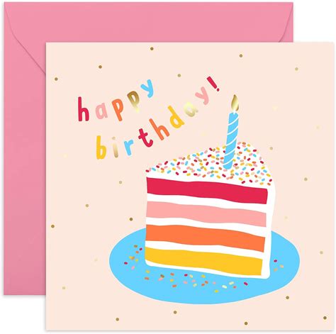 Amazon Com CENTRAL Birthday Card Cute Rainbow Cake Happy Birthday For Girls