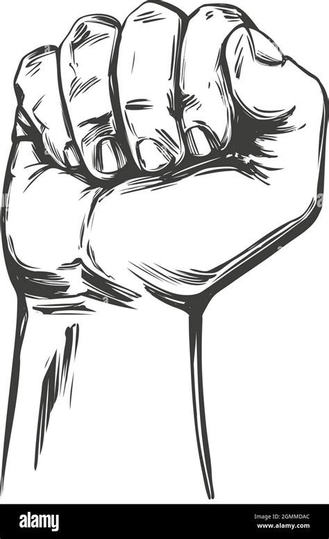 Raised Hand Up Clenched Into A Fist Icon Cartoon Hand Drawn Vector