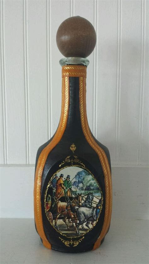 Horchow Italy Decanter Wine Bottle Leather Decorative Large 12
