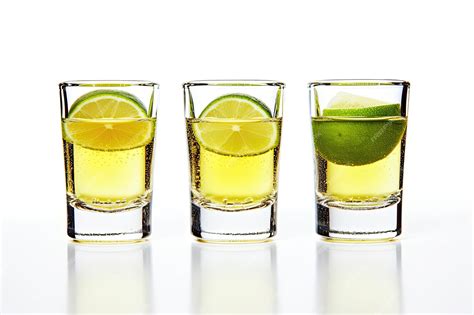 Premium Ai Image Tasty Tequila Shots With Lime On White Background