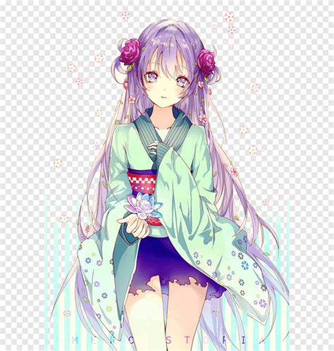 Purple Haired Anime Character Kimono School Uniform Anime U6b21u5143