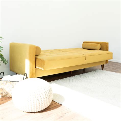 William Mid Century Modern Velvet Sleeper Sofa In Gold Cymax Business