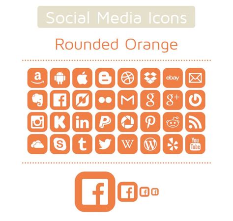 Orange Social Media Icons Set Of 32 128 Icons In Total Etsy