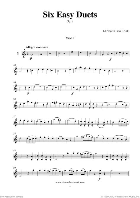 Pleyel Six Easy Duets Op8 Sheet Music For Violin And Viola Sheet