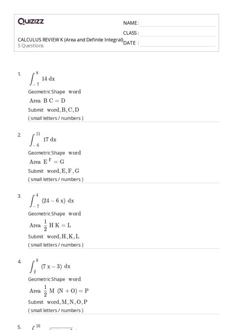 50 Integral Calculus Worksheets For 10th Grade On Quizizz Free