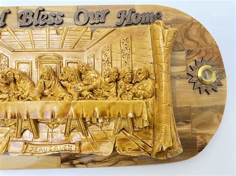 The last supper wall decor. 3D Wall Plaque of The Last Supper - Bethlehem Wood Carving