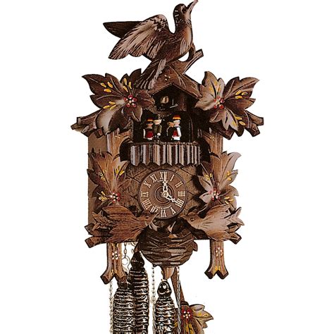 Hand Painted Cuckoo Clock With Bird And Leaves CuckooClocks Co Uk