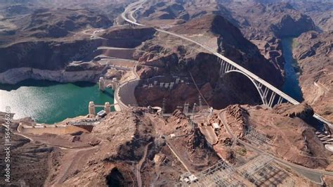 Aerial Of The Bridge By The Hoover The Hoover Dam A Major Tourist